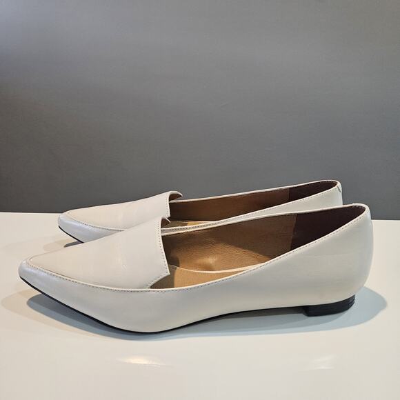 Nine West Womens 9M Flats Loafers Pointed Toe Cream Ivory Leather Upper - Picture 1 of 10